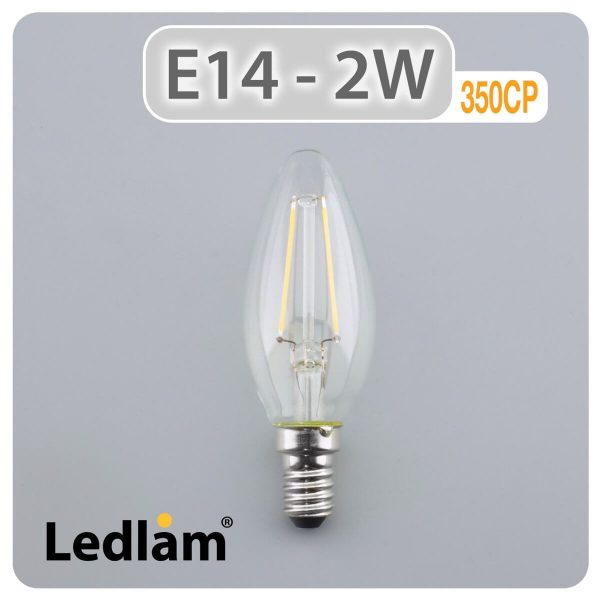 Ledlam E14 350CP 2W LED Filament Candle Bulb 02 1