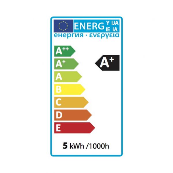 Ledlam E14 500BCP 5W LED Bent Candle Bulb Energy Label 1