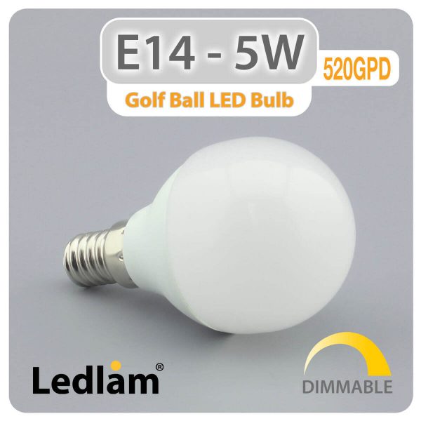 Ledlam E14 LED Golf Ball Bulb 5W 520GPD dimmable 01 1