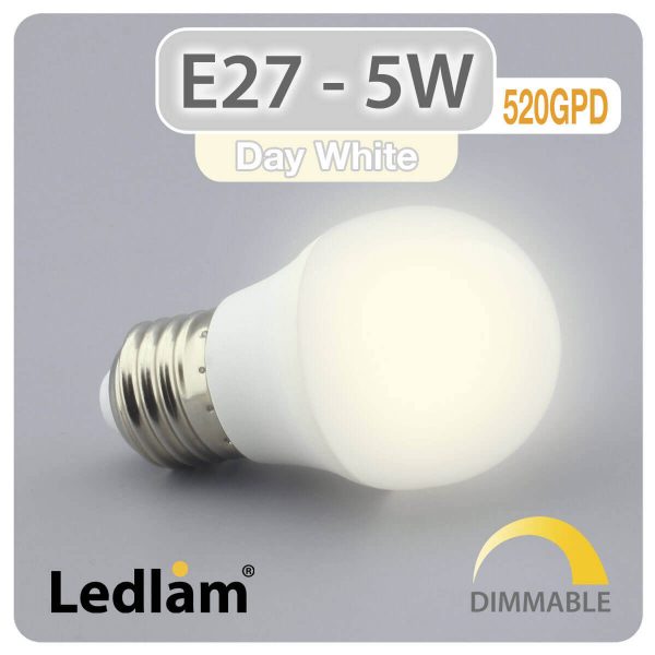 Ledlam E27 LED Golf Ball Bulb 5W 520GPD dimmable Day White 31243 1