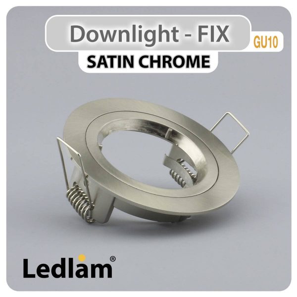 Ledlam GU10 Downlight Cast Aluminium Fix Twist Lock Satin Chrome 30534 01