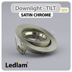 Ledlam GU10 Downlight Cast Aluminium Tilt Twist Lock Satin Chrome 30951 01