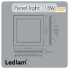 Ledlam LED Panel Light 18W Square 2222SP Dimensions