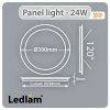 Ledlam LED Panel Light 24W Round 30RP Dimensions