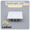 Ledlam LED Panel Light 3W Square 99SPD dimmable Warm White 30777