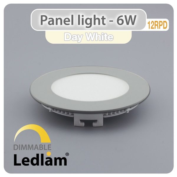 Ledlam LED Panel Light 6W Round 12RPD silver dimmable Day White 30544