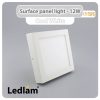 Ledlam LED Surface Panel Light 12W Square 1717SPS Cool White 30577