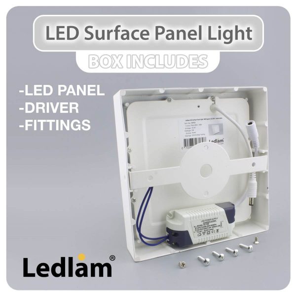 Ledlam LED Surface Panel Light 12W Square 1717SPS silver 02