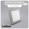 Ledlam LED Surface Panel Light 12W Square 1717SPS silver Cool White 30574