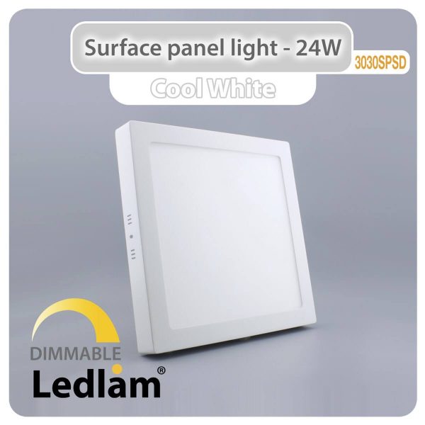 Ledlam LED Surface Panel Light 24W Square 3030SPSD dimmable Cool White 30825