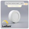 Ledlam LED Surface Panel Light 6W Round 12RPSD dimmable Day White 30791