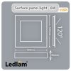 Ledlam LED Surface Panel Light 6W Square 1212SPS Dimensions