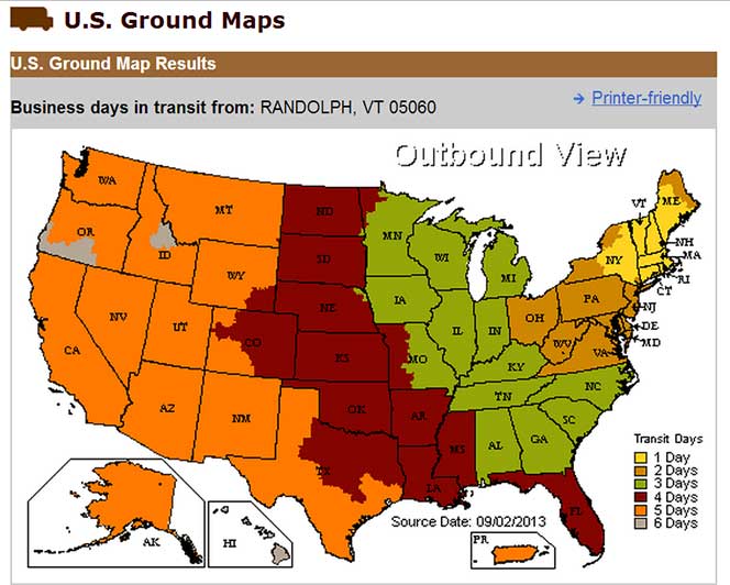 UPS Delivery Time Map